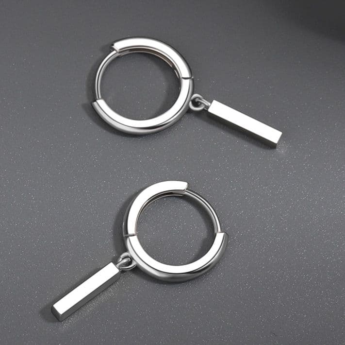 メンズピアス 縦長バーフープピアス