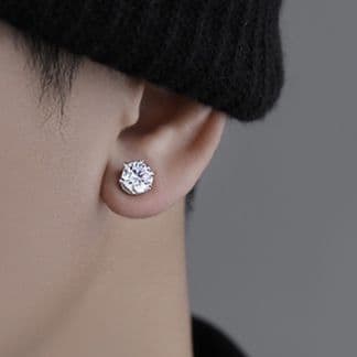 メンズピアス 六角台座輝石ピアス