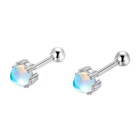 メンズピアス 月光石の爪留めピアス