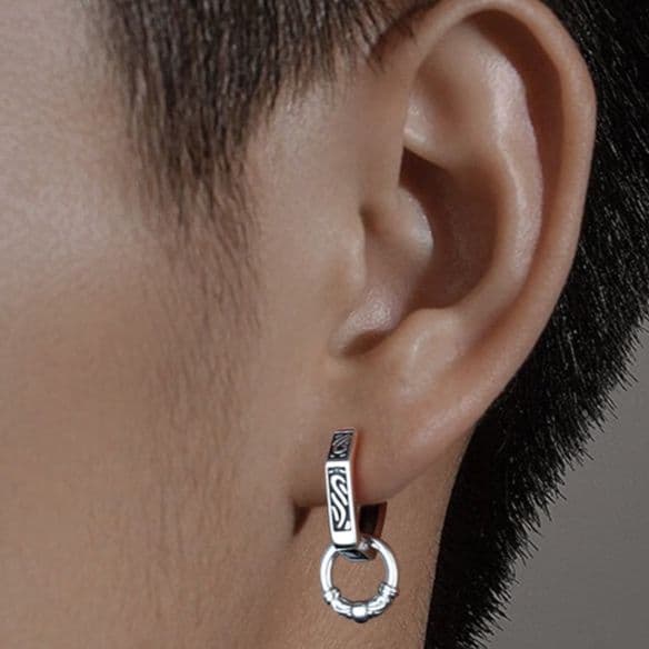 メンズピアス 伝統模様の輪環ピアス