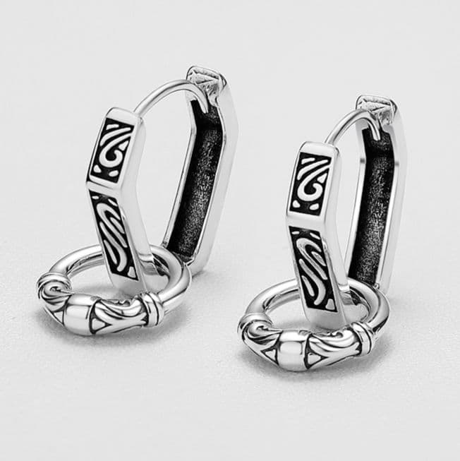 メンズピアス 伝統模様の輪環ピアス