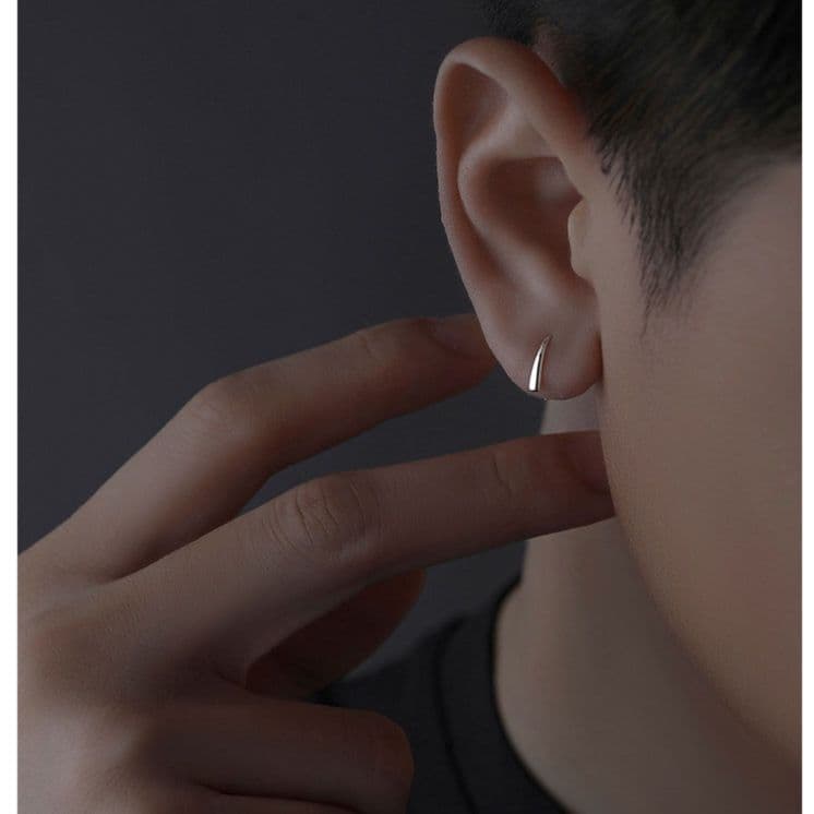 メンズピアス シンプル曲線フックピアス