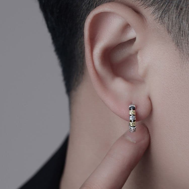 メンズピアス 伝統紋様フープピアス