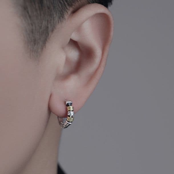 メンズピアス 伝統紋様フープピアス