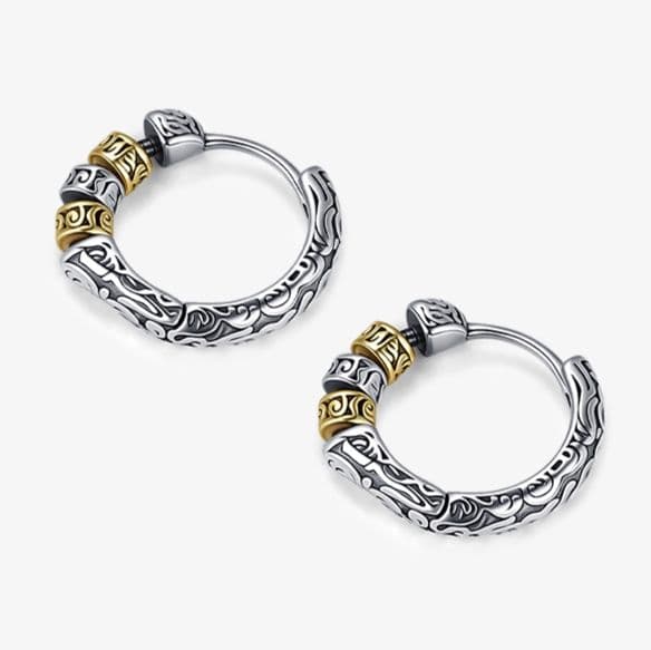 メンズピアス 伝統紋様フープピアス