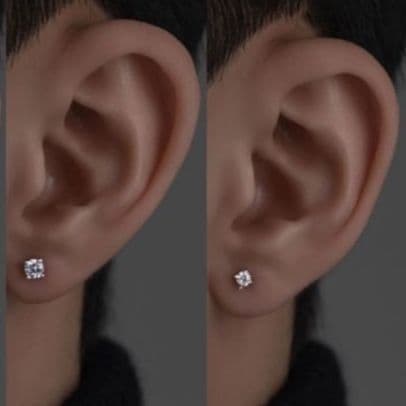 メンズピアス 輝石一粒ピアス