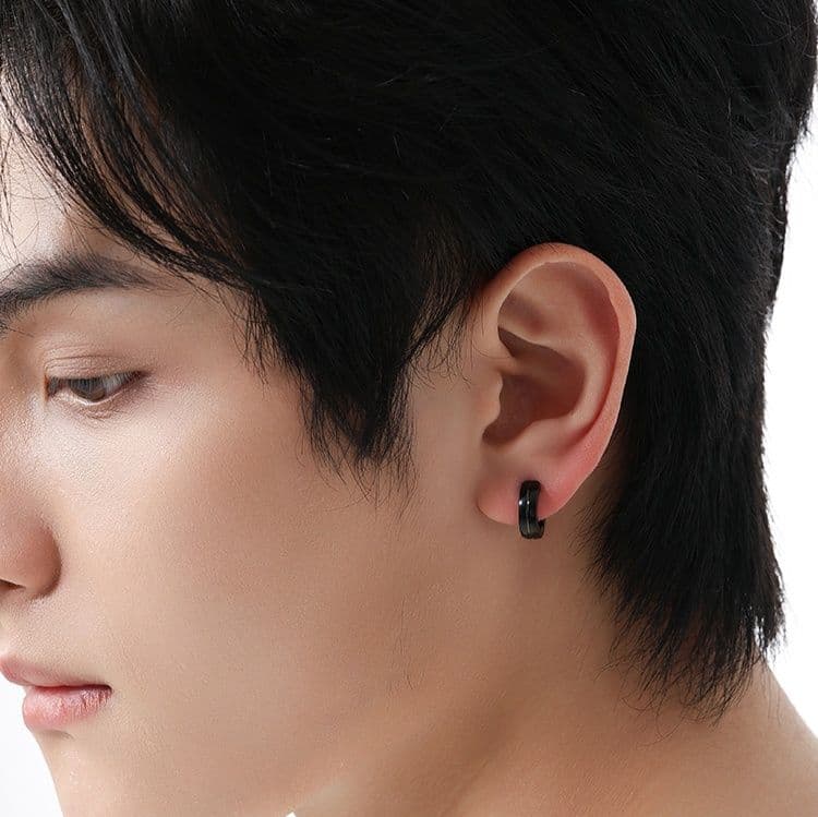 メンズピアス シンプル輪型イヤリング