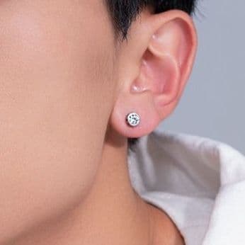 メンズピアス 円柱型宝石留めスタッドピアス