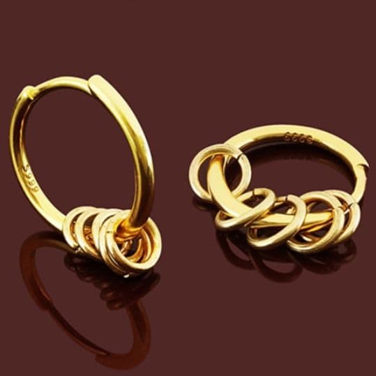 メンズピアス リングチャーム付きピアス
