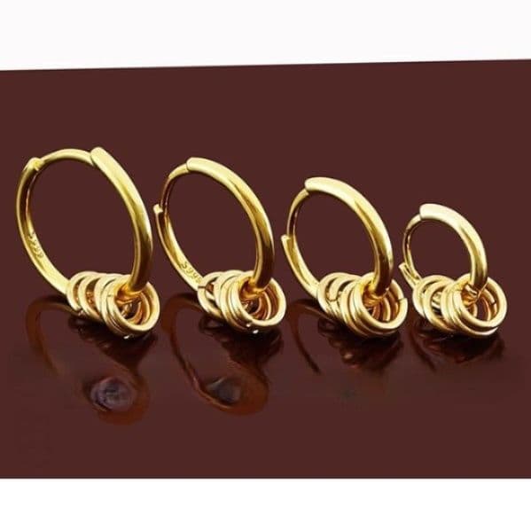メンズピアス リングチャーム付きピアス