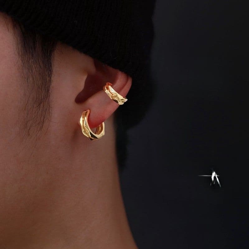 メンズピアス 八角形イヤーカフ