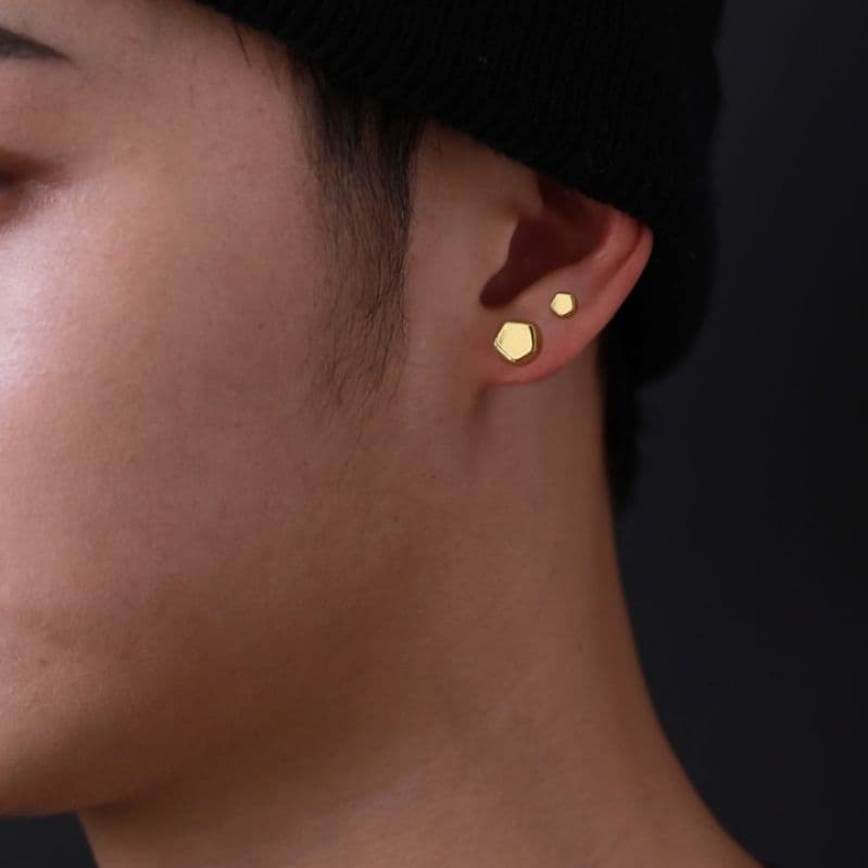 メンズピアス 六角形 幾何学 スタッドピアス