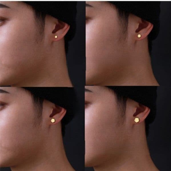 メンズピアス 六角形 幾何学 スタッドピアス