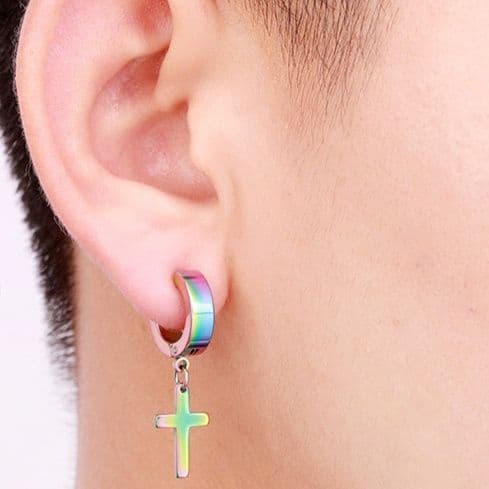 メンズピアス 十字架ドロップピアス