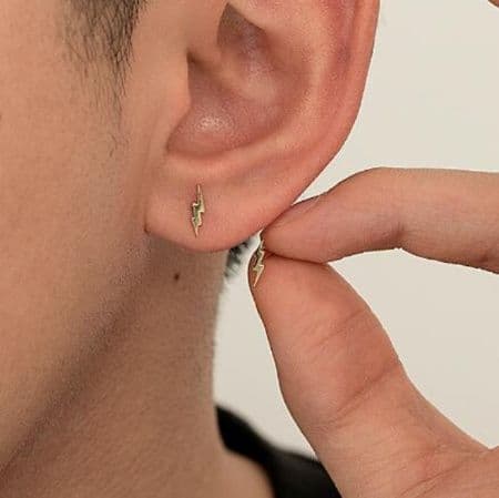 メンズピアス シルバー 稲妻ピアス メンズ ユニセックス 小ぶりアクセサリー