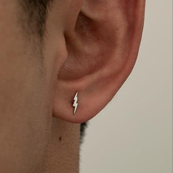 メンズピアス シルバー 稲妻ピアス メンズ ユニセックス 小ぶりアクセサリー