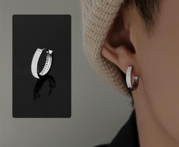 メンズピアス メンズ フープピアス リング 星柄 シルバー アクセサリー