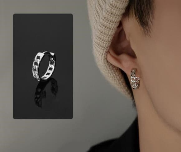 メンズピアス メンズ フープピアス リング 星柄 シルバー アクセサリー