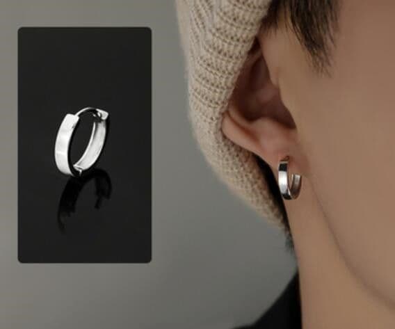 メンズピアス メンズ フープピアス リング 星柄 シルバー アクセサリー