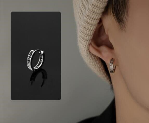 メンズピアス メンズ フープピアス リング 星柄 シルバー アクセサリー