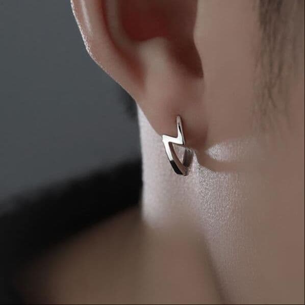 メンズピアス メンズ シルバー ピアス 稲妻デザイン カジュアル