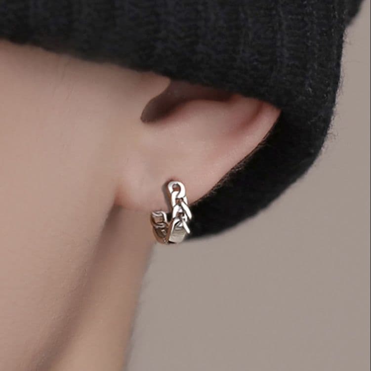 メンズピアス 鎖編みフープピアス