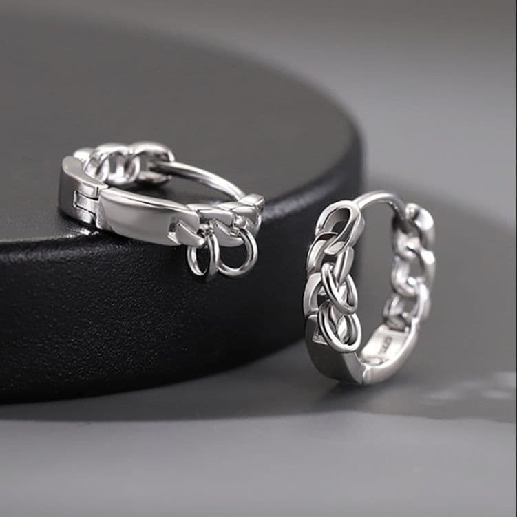 メンズピアス 鎖編みフープピアス