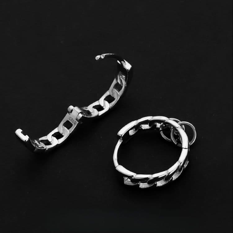 メンズピアス 鎖編みフープピアス