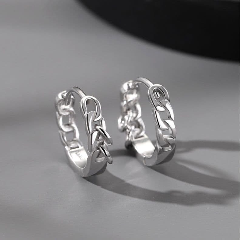 メンズピアス 鎖編みフープピアス