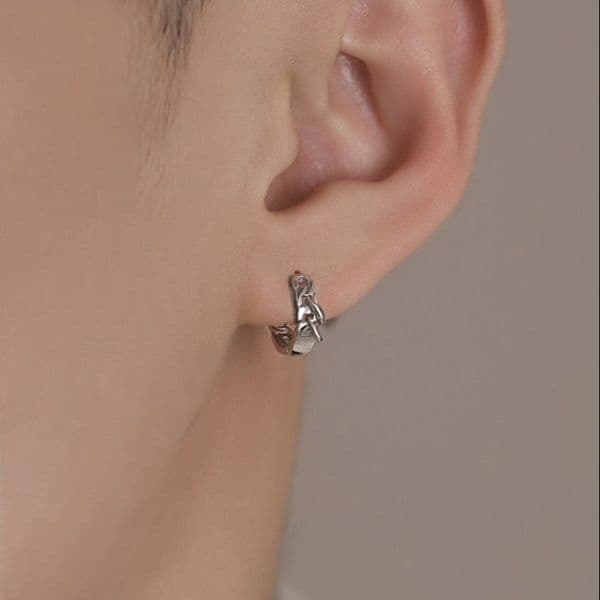 メンズピアス 鎖編みフープピアス