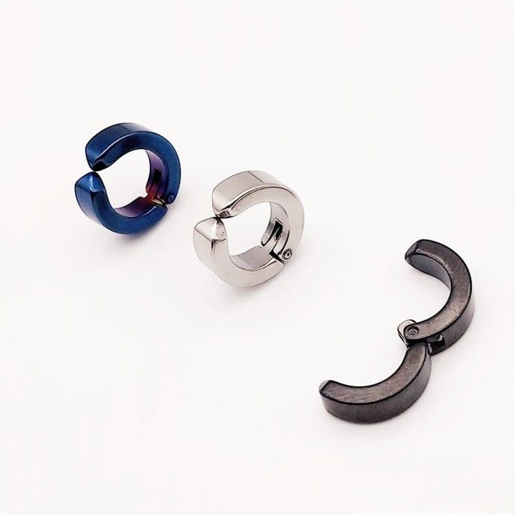 メンズピアス シンプル輪型イヤーカフ