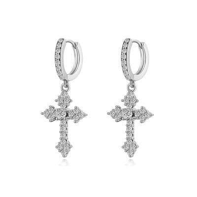 メンズピアス クロス型 ドロップ フープピアス