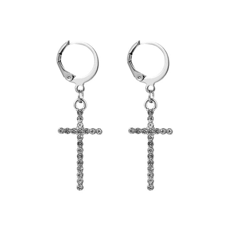メンズピアス クロス輝石ピアス両耳用