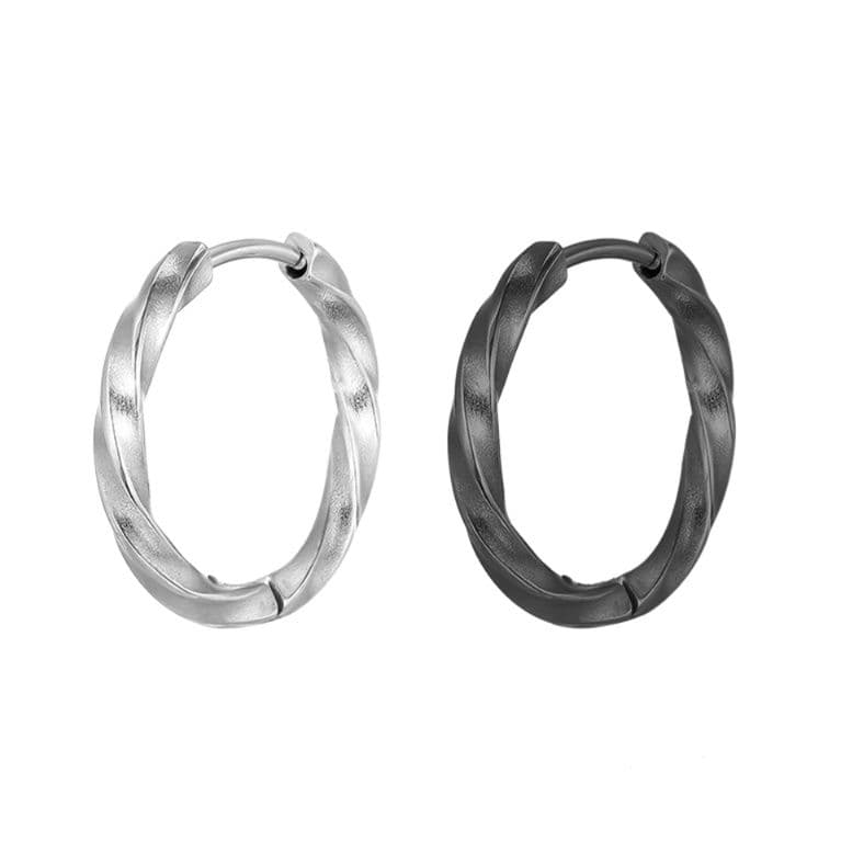 メンズピアス らせん模様シンプルフープピアス