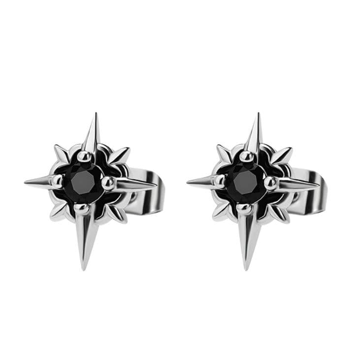 メンズピアス 八芒星モチーフ 輝石スタッドピアス