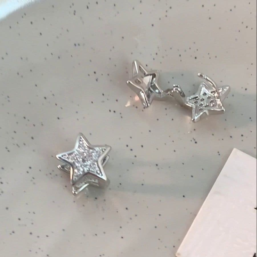 メンズピアス 星型クリスタルメタルピアス