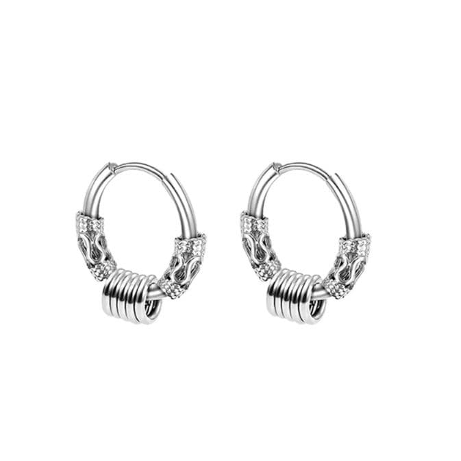 メンズピアス 龍紋様フープピアス 両耳用
