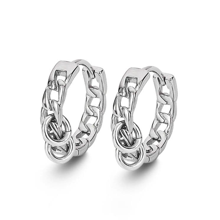 メンズピアス チェーンデザイン フープピアス