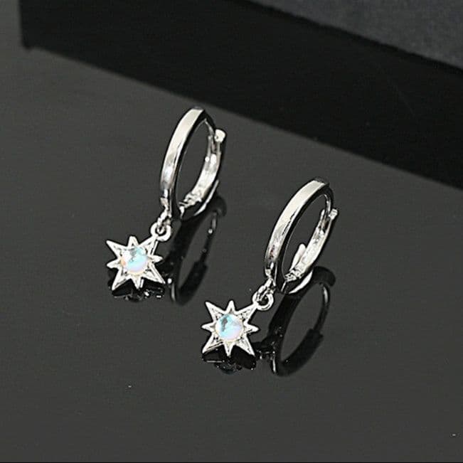 メンズピアス 北極星モチーフ 輝石付きフープピアス