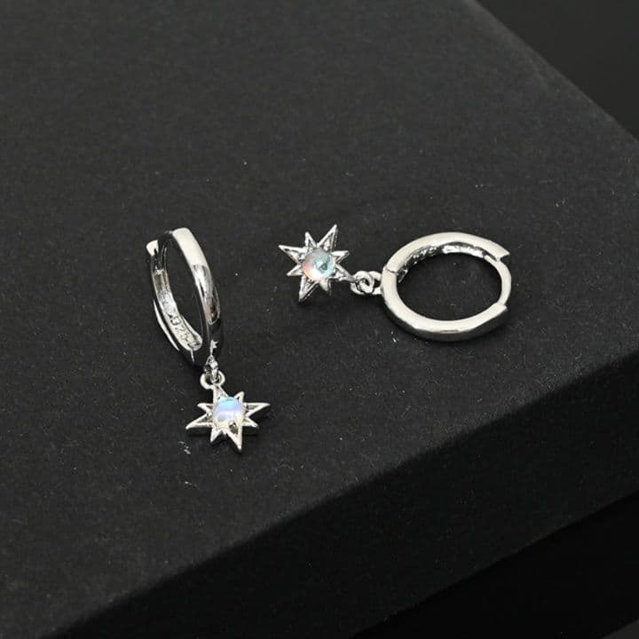 メンズピアス 北極星モチーフ 輝石付きフープピアス