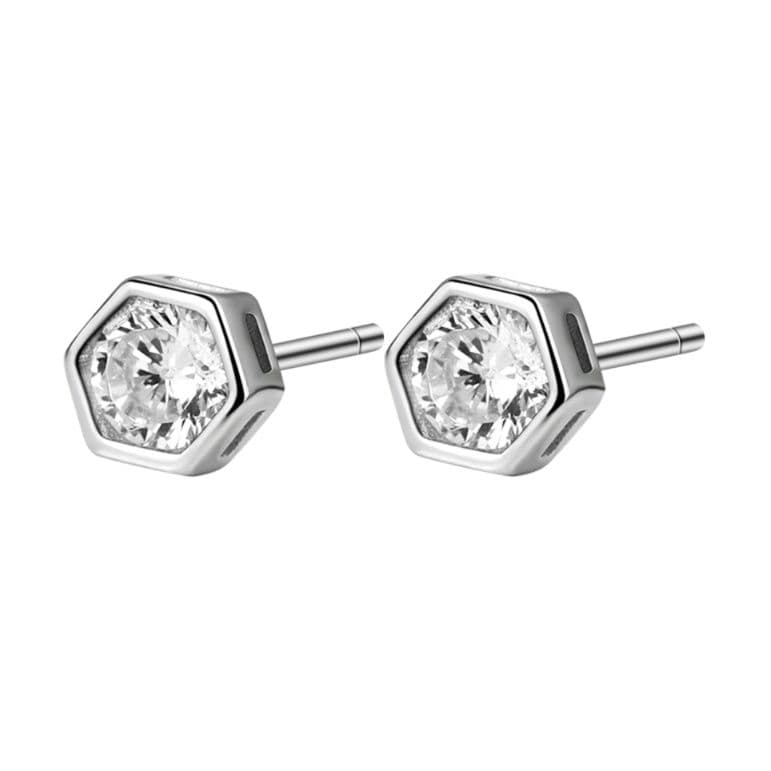 メンズピアス 六角形 宝石埋込みスタッドピアス