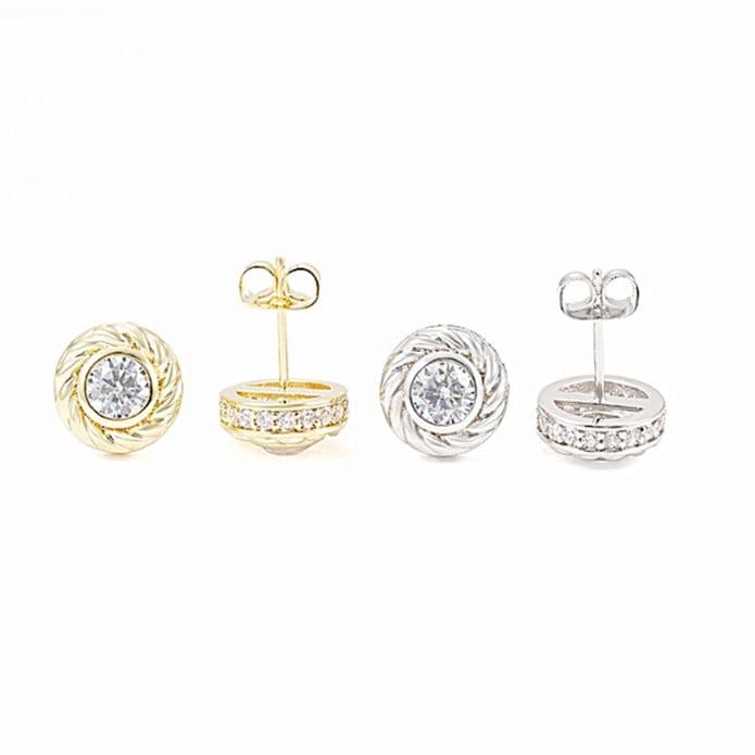 メンズピアス 職人匠技 ねじり模様 一粒石ピアス