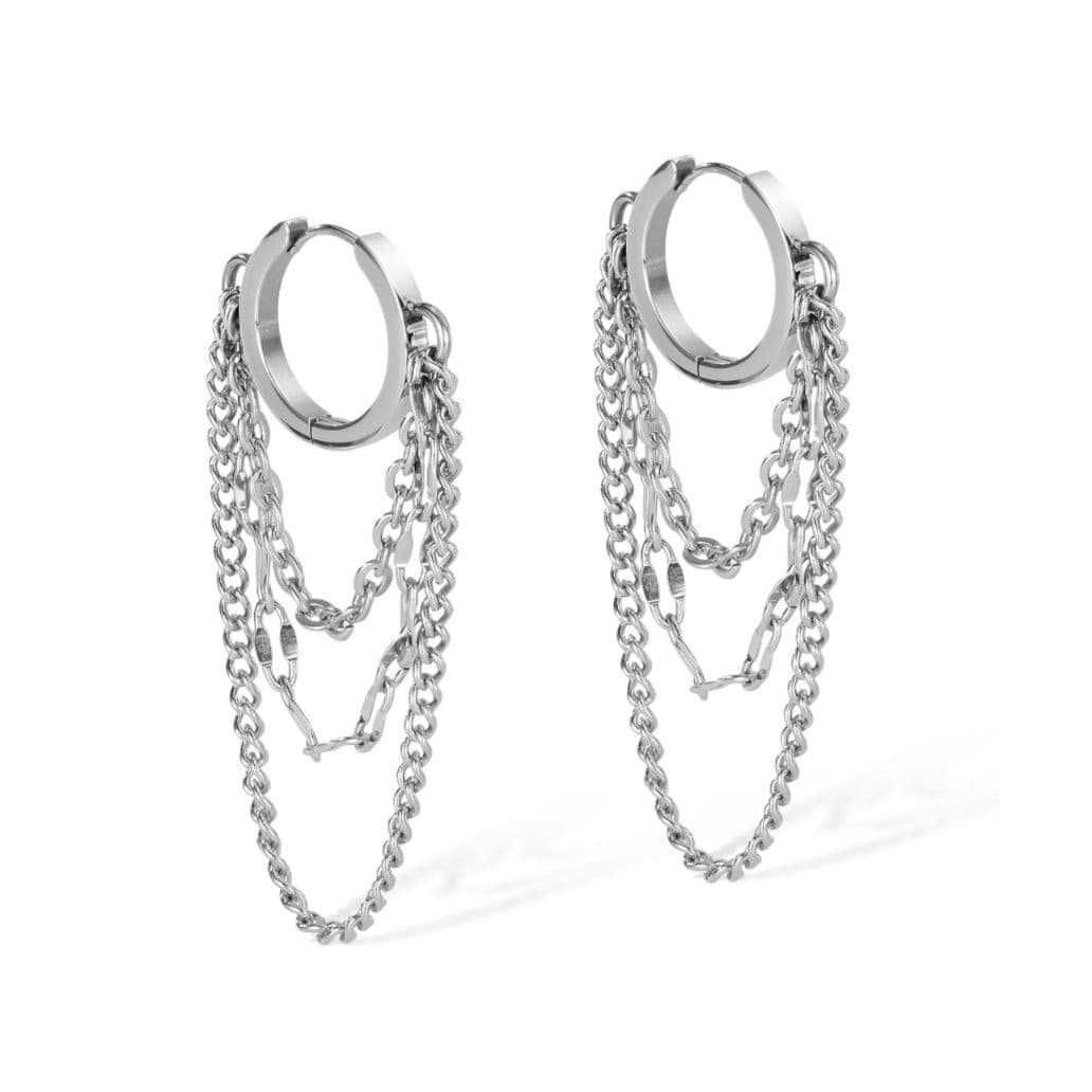 メンズピアス マルチチェーン付きスタイリッシュマグネットピアス