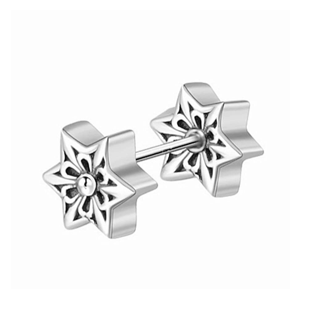 メンズピアス 六芒星模様 華やかスタッドピアス