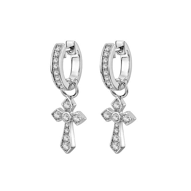 メンズピアス 十字架ダイヤモンドフープピアス