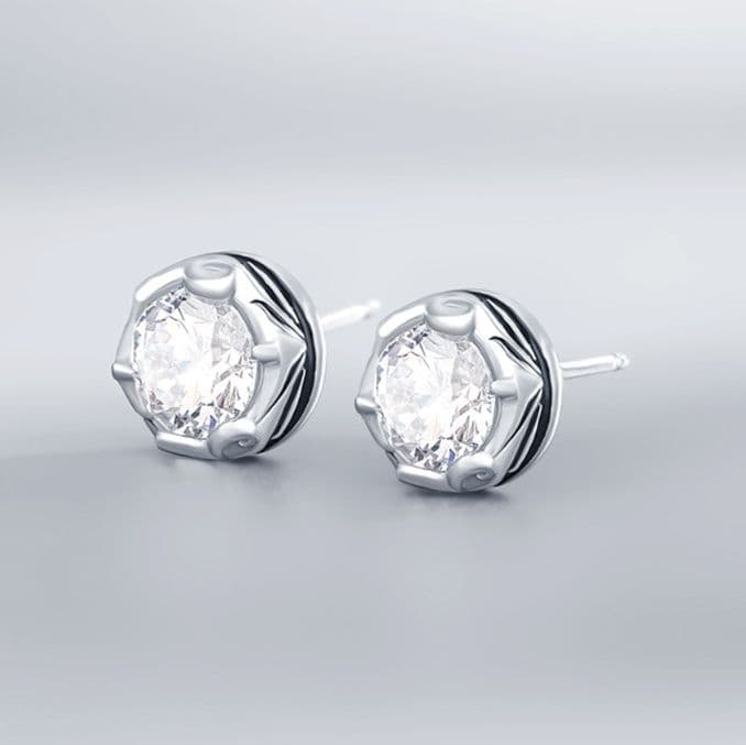 メンズピアス 黒石装飾円形スタッドピアス