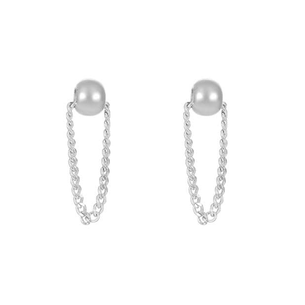 メンズピアス チェーンピアス 真珠風パールボールチェーンピアス