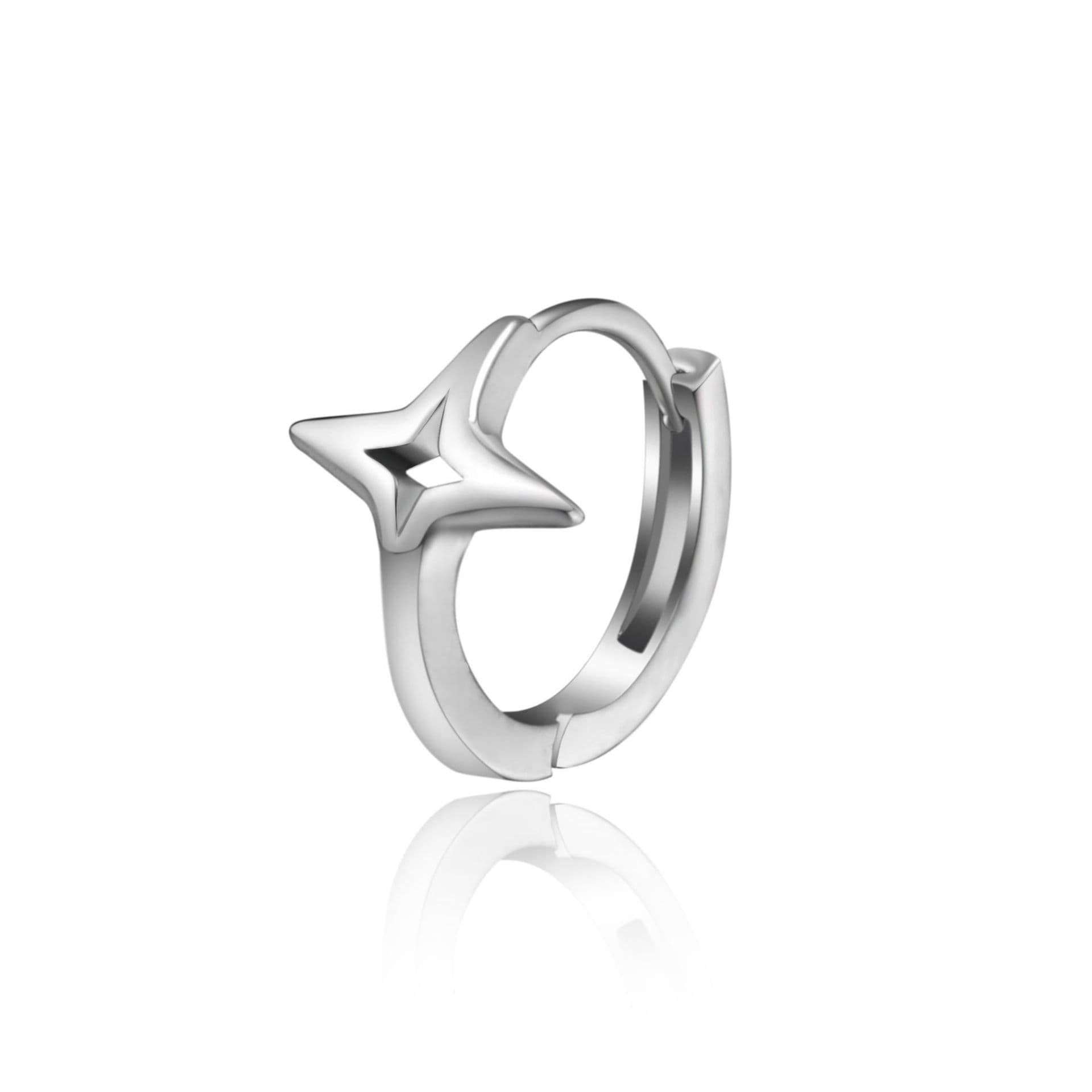 メンズピアス リングピアス 四角形スター ハグピアス
