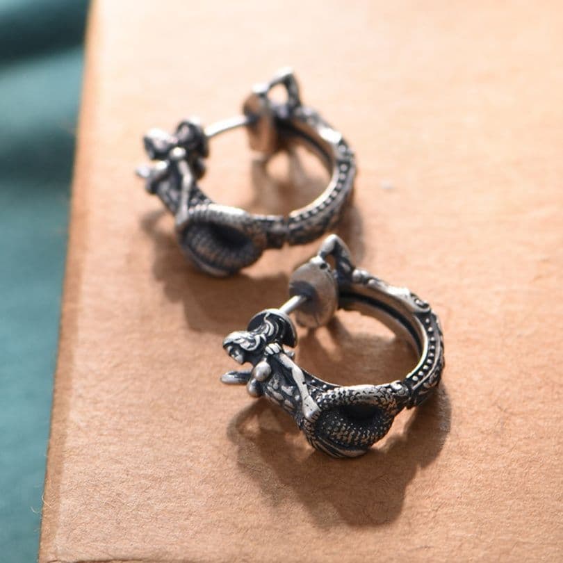 メンズピアス メンズピアス 神話の竜 フープピアス