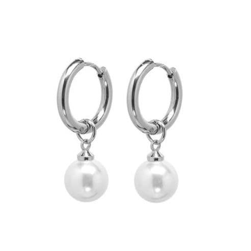 メンズピアス 真珠ドロップフープピアス